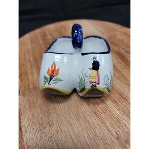 Vtg Henriot Quimper France Double Shoe Salt Cellar